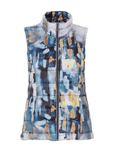 Load image into Gallery viewer, Dolcezza &quot;Abstract&quot; Blue Multi Print Zip Puffer Vest
