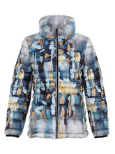Load image into Gallery viewer, Dolcezza &quot;Abstract&quot; Blue Multi Print Puffer Jacket
