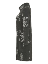 Load image into Gallery viewer, Dolcezza Charcoal with White Snowflake Print Cowl Neck Knit Dress
