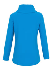 Load image into Gallery viewer, Dolcezza Blue Long Sleeve Crossover Collar Top with Front Pockets
