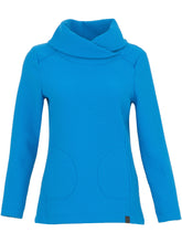 Load image into Gallery viewer, Dolcezza Blue Long Sleeve Crossover Collar Top with Front Pockets
