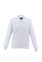 Load image into Gallery viewer, Marble White Half Zip Long Sleeve Relaxed Fit Top - 100% Cotton
