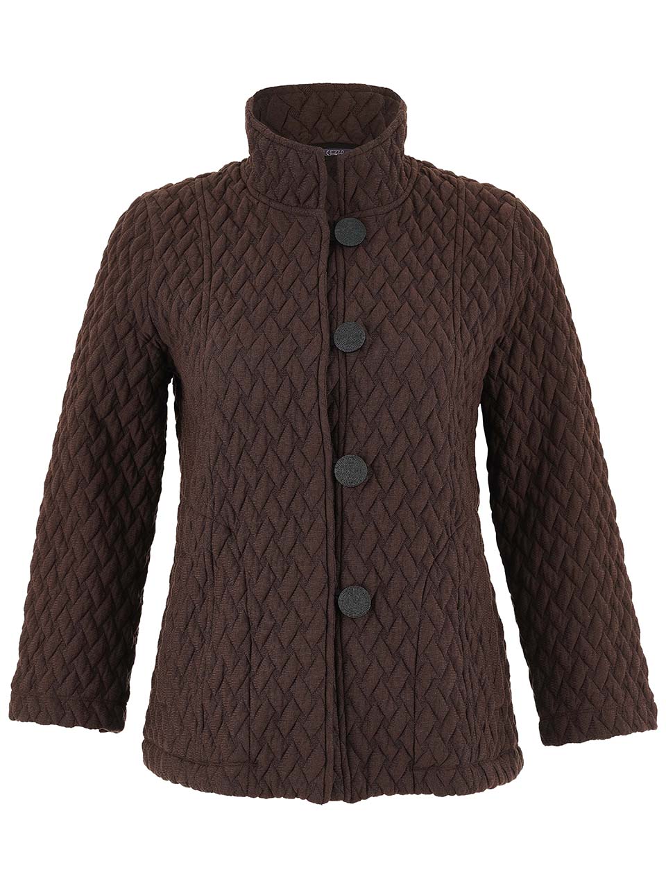 Dolcezza Brown Button Front Quilted Knit Jacket