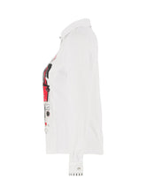 Load image into Gallery viewer, Dolcezza Button Front White Shirt with Print

