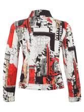 Load image into Gallery viewer, Dolcezza Button Front Short Denim Style Print Jacket
