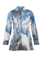 Load image into Gallery viewer, Dolcezza Button Up Blue Multi Print Shirt
