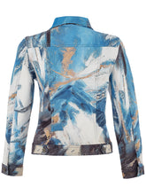 Load image into Gallery viewer, Dolcezza Button Front Denim Style Blue Multi Print Jacket
