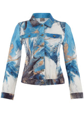 Load image into Gallery viewer, Dolcezza Button Front Denim Style Blue Multi Print Jacket
