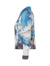 Load image into Gallery viewer, Dolcezza Button Front Denim Style Blue Multi Print Jacket
