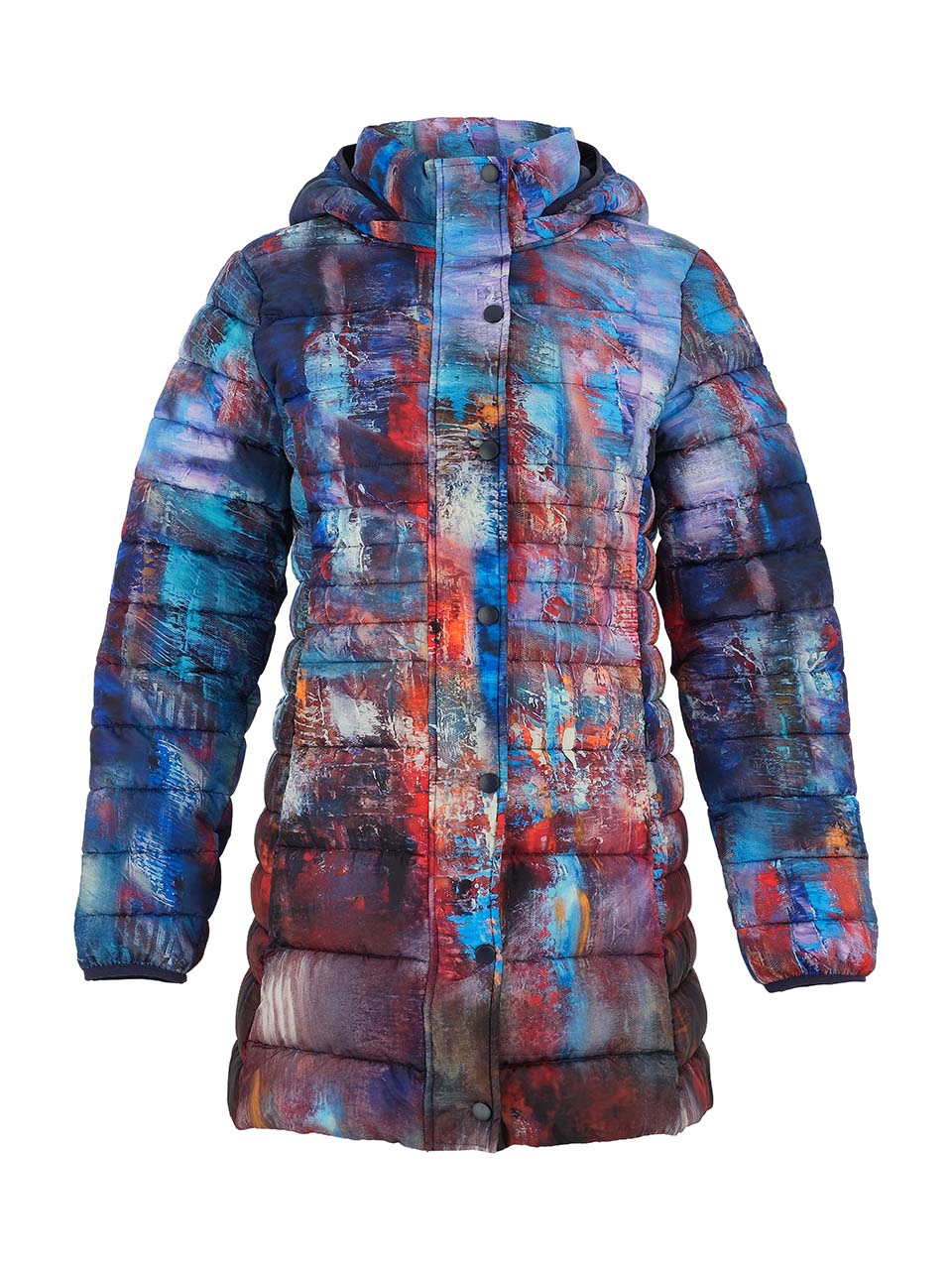 Dolcezza Purple Multi Long Puffer Coat