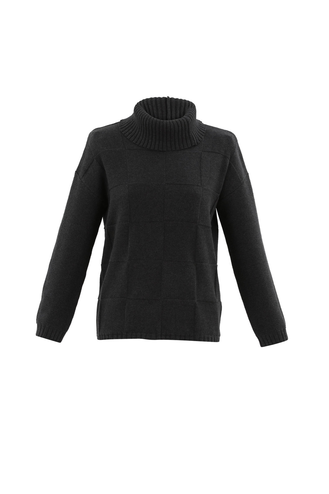 Marble Super Soft Relaxed Fit Sweater with Detachable Neck Piece in Charcoal or Indigo