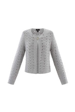 Load image into Gallery viewer, Marble Round Neck Cardigan with Button at Top in Navy or Silver
