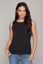 Load image into Gallery viewer, Carre Noir Textured Tank Round Neck Top in Ivory or Black
