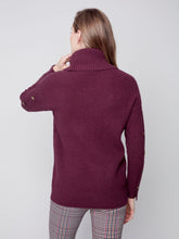 Load image into Gallery viewer, Charlie B Turtleneck Pullover Sweater with Sleeve Buttons in Ecru (Cream) or Port
