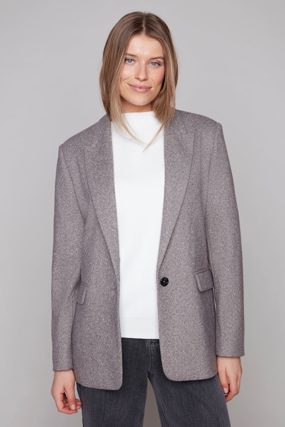 Carre Noir herringbone blazer with sparkles
