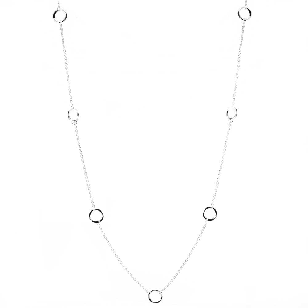 Merx Sofistica Long Silver Necklace with Small Cutout Silver Circles
