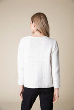 Load image into Gallery viewer, Habitat Round Neck Brick Stitch Harvested Tweed Pullover in Winter White or Capri
