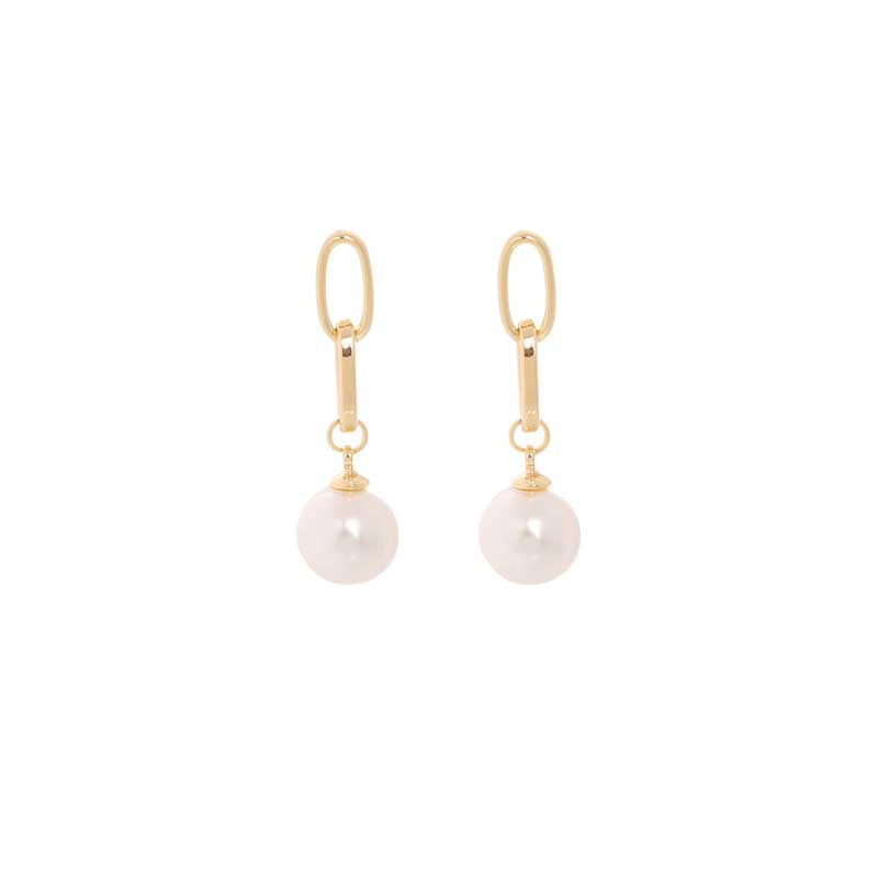 Merx Perla Gold Chain link & Pearl Drop Crystal Earrings