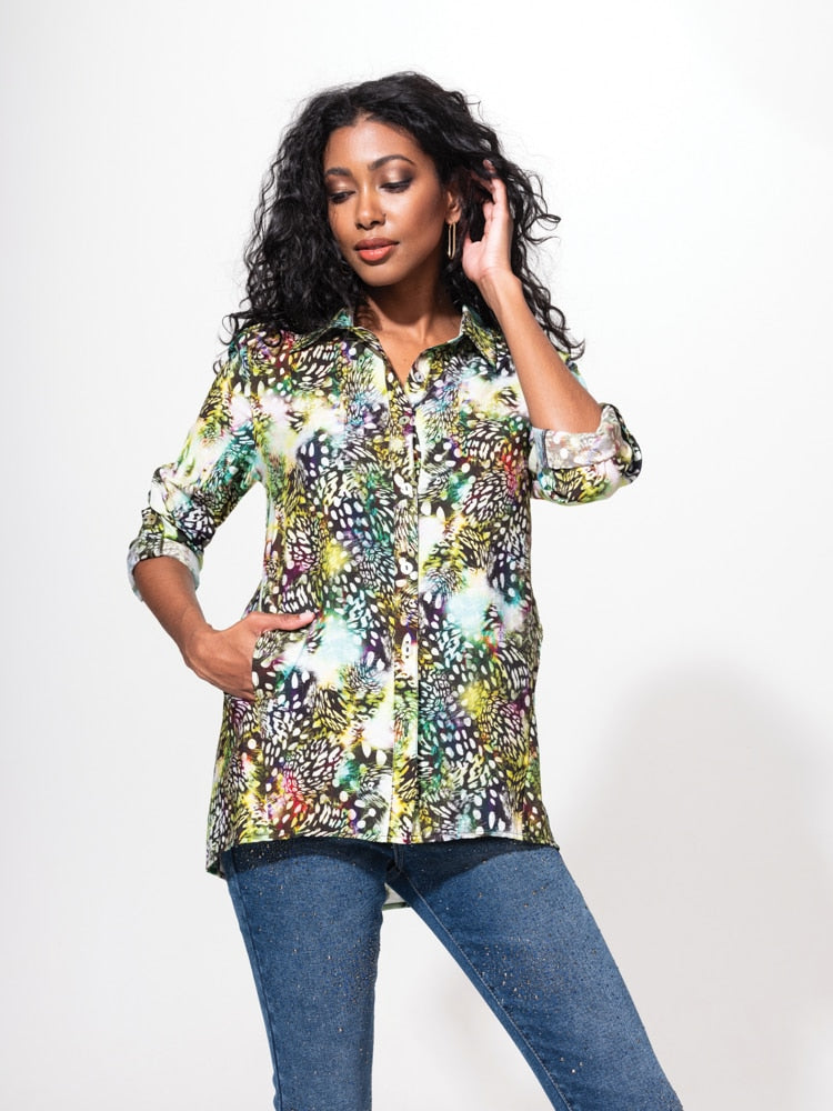 Alison Sheri Multi Colour Print Blouse with Pockets