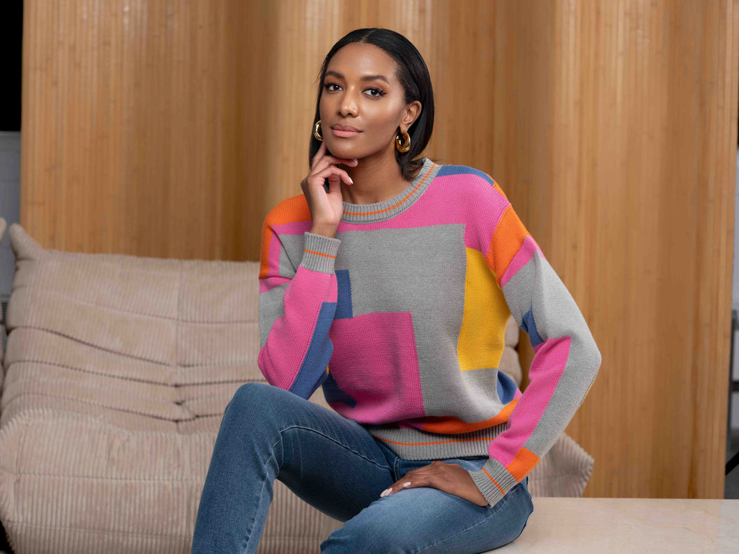 Alison Sheri Colour Block Long Sleeve Sweater