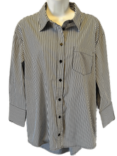 Load image into Gallery viewer, Liverpool Black &amp; White Stripe Classic Oversized Button Down Shirt
