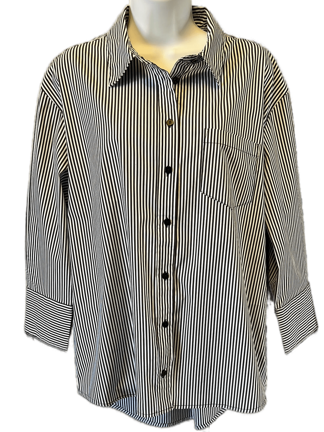 Liverpool Black & White Stripe Classic Oversized Button Down Shirt