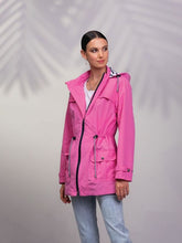 Load image into Gallery viewer, Alison Sheri Fuchsia Waterproof &amp; Windproof Zipper Rain Coat with Hood
