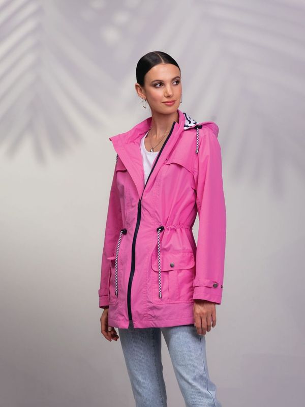 Alison Sheri Fuchsia Waterproof & Windproof Zipper Rain Coat with Hood