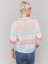 Load image into Gallery viewer, Charlie B Pastel Multi Striped 3/4 Sleeve Crew Neck Jersey Sweater
