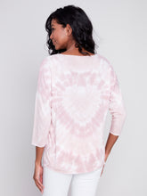 Load image into Gallery viewer, Charlie B Dusty Rose Heart Print V-Neck Knit Long Sleeve Top
