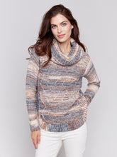 Load image into Gallery viewer, Charlie B Two-Tone Yarn Color Cowl-Neck Sweater With Cable Knit Design
