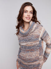 Load image into Gallery viewer, Charlie B Two-Tone Yarn Color Cowl-Neck Sweater With Cable Knit Design
