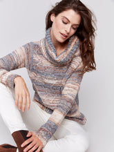 Load image into Gallery viewer, Charlie B Two-Tone Yarn Color Cowl-Neck Sweater With Cable Knit Design
