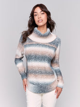 Load image into Gallery viewer, Charlie B Two-Tone Yarn Color Cowl-Neck Sweater With Cable Knit Design
