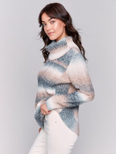 Load image into Gallery viewer, Charlie B Two-Tone Yarn Color Cowl-Neck Sweater With Cable Knit Design
