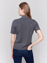 Load image into Gallery viewer, Charlie B Mock Neck Short Sleeve Basic Top in Charcoal, Black, or Ecru
