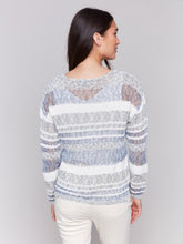 Load image into Gallery viewer, Charlie B Denim Multi Striped Long Sleeve V-Neck Pullover Sweater
