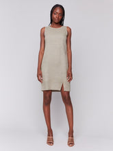 Load image into Gallery viewer, Charlie B Celadon Sleeveless Crew Neck Linen Blend Dress With Slit
