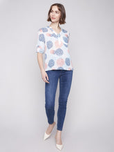 Load image into Gallery viewer, Charlie B Long Roll-Up Sleeve Half-Button Cotton Gauze Blouse With Pocket in Varied Prints
