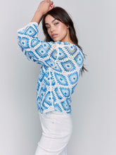 Load image into Gallery viewer, Charlie B Coastal 3/4 Sleeve Diamond Crochet Top
