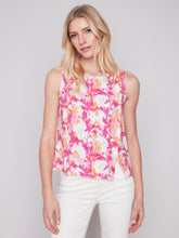 Load image into Gallery viewer, Charlie B Sherbet Multi-Colour Printed Sleeveless Linen Top
