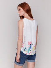 Load image into Gallery viewer, Charlie B Dream Border Printed Sleeveless Crew Neck Woven Top With Rounded Hem
