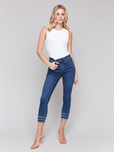 Load image into Gallery viewer, Charlie B Indigo Slim Fit Ankle Jeans with Frayed Detail Hem
