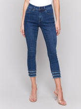 Load image into Gallery viewer, Charlie B Indigo Slim Fit Ankle Jeans with Frayed Detail Hem
