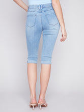 Load image into Gallery viewer, Charlie B Twill Stretch Denim Pedal Pusher with Rolled-Up Hem in Blue Or Indigo
