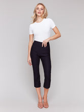 Load image into Gallery viewer, Charlie B Navy Stretch Pull-On Capri Pant With Folded Cuff
