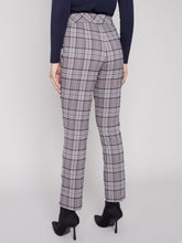 Load image into Gallery viewer, Charlie B Navy Plaid Pull On Straight Leg Pant With Waistband On Bias
