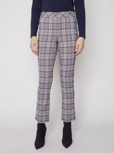 Load image into Gallery viewer, Charlie B Navy Plaid Pull On Straight Leg Pant With Waistband On Bias
