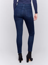 Load image into Gallery viewer, Charlie B Blue Black Stretch Denim 5-Pockets Pant With Side Zipper Detail At Front Pockets
