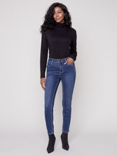 Load image into Gallery viewer, Charlie B Indigo Stretch Denim 5-Pockets Pant With Side Zipper Detail At Front Pockets
